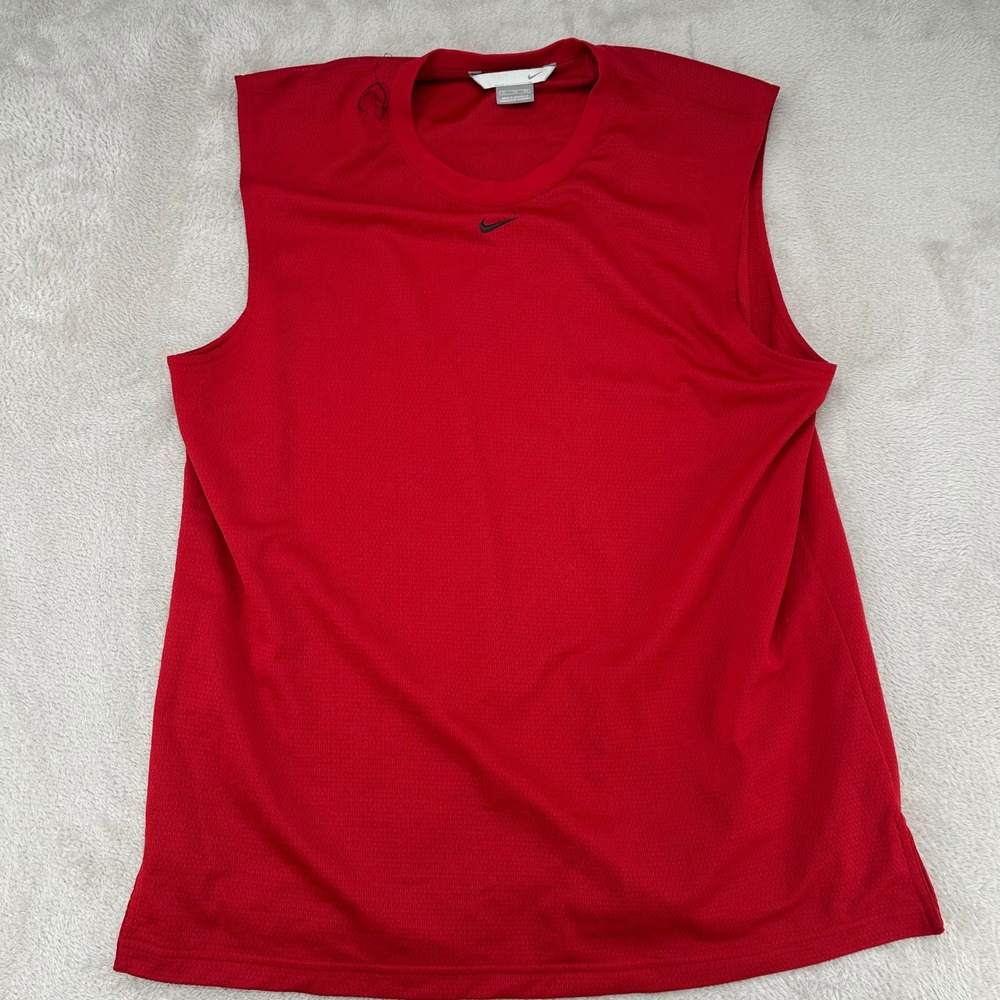 Nike Mens Sleeveless Mesh Training Shirt XL Red Preowned Activewear 1797‎